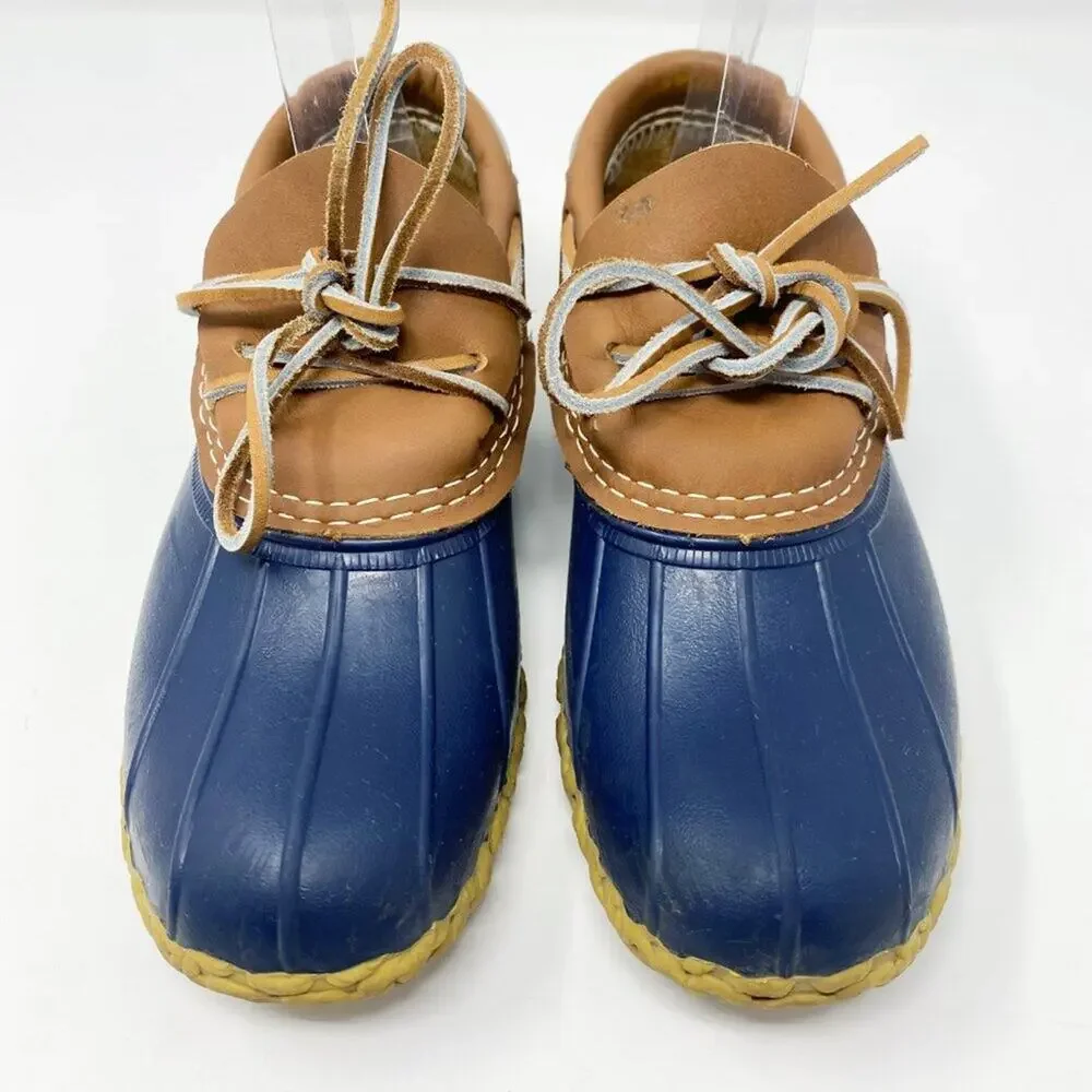 LL Bean Navy Blue Bean Boots Slip Ons Size 6 Waterproof Lace Up Made in Maine